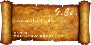 Ivancsits Csaba névjegykártya